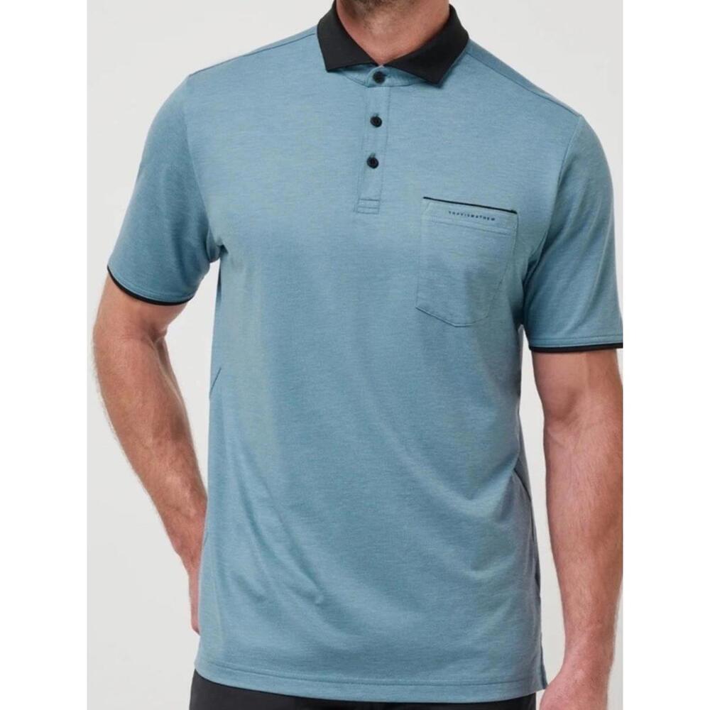 $110 Travis Mathew Blue Featherweight Golf Polo Shirt Size XL Heater Men’s New - Picture 2 of 8